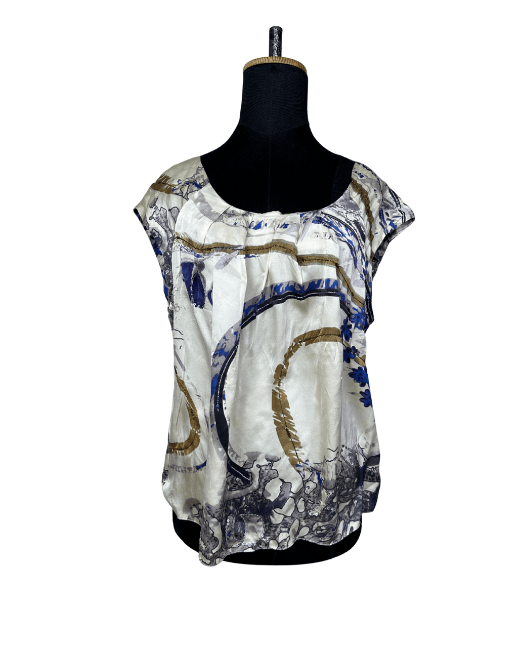 Vintage Abstract Satin Blouse XL - Funkify