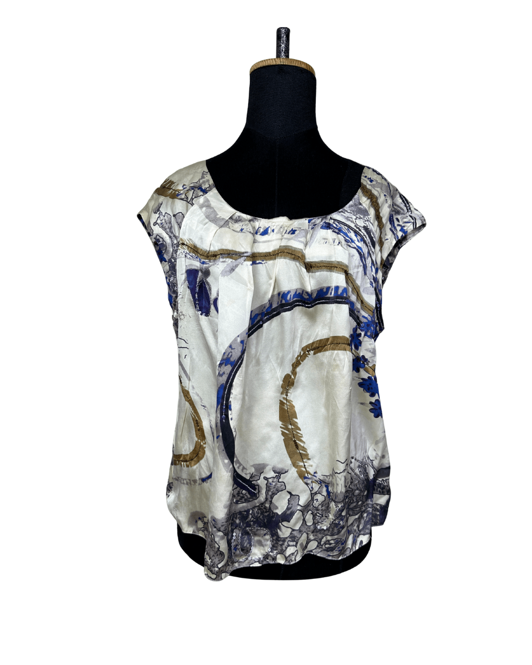 Vintage Abstract Satin Blouse XL - Funkify
