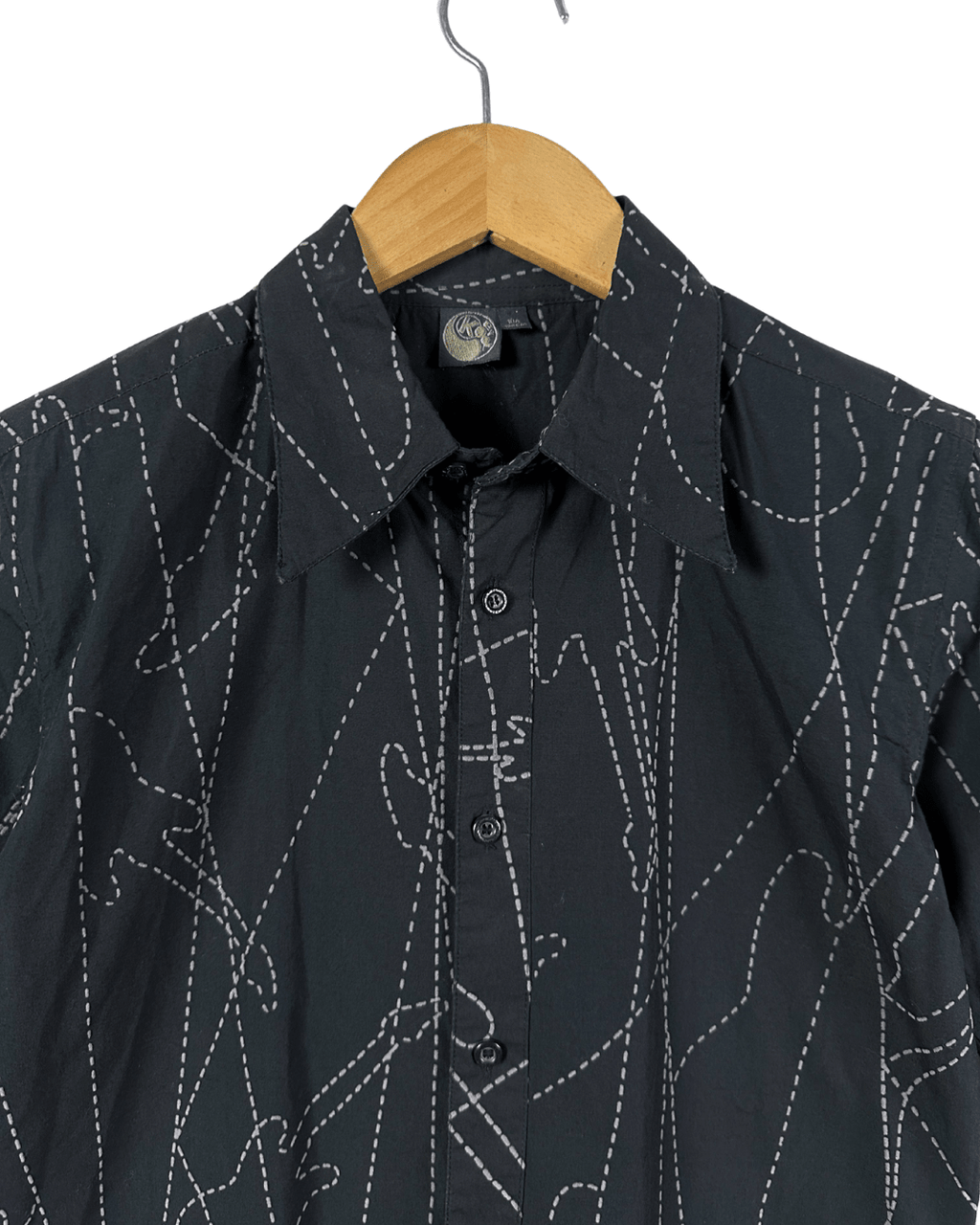 Vintage Abstract Stitch Fitted Shirt - Women's Small - Funkify