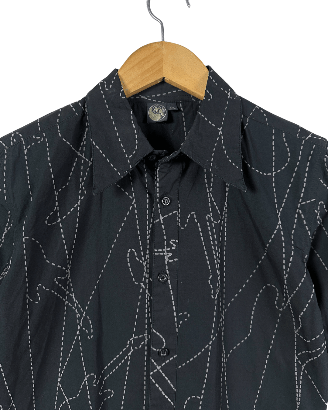 Vintage Abstract Stitch Fitted Shirt - Women's Small - Funkify