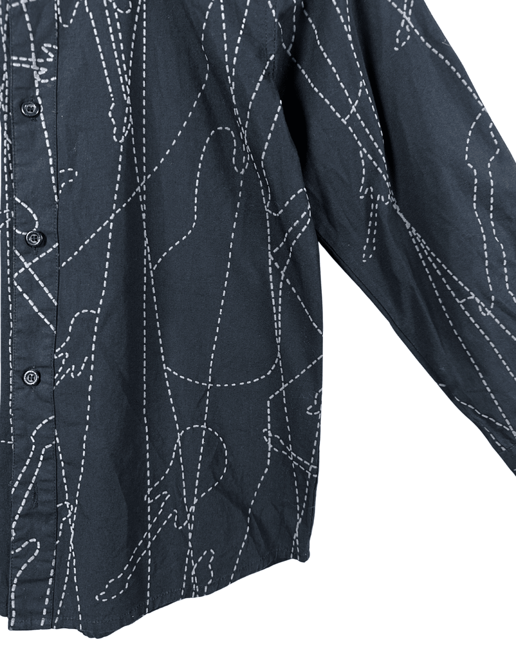 Vintage Abstract Stitch Fitted Shirt - Women's Small - Funkify