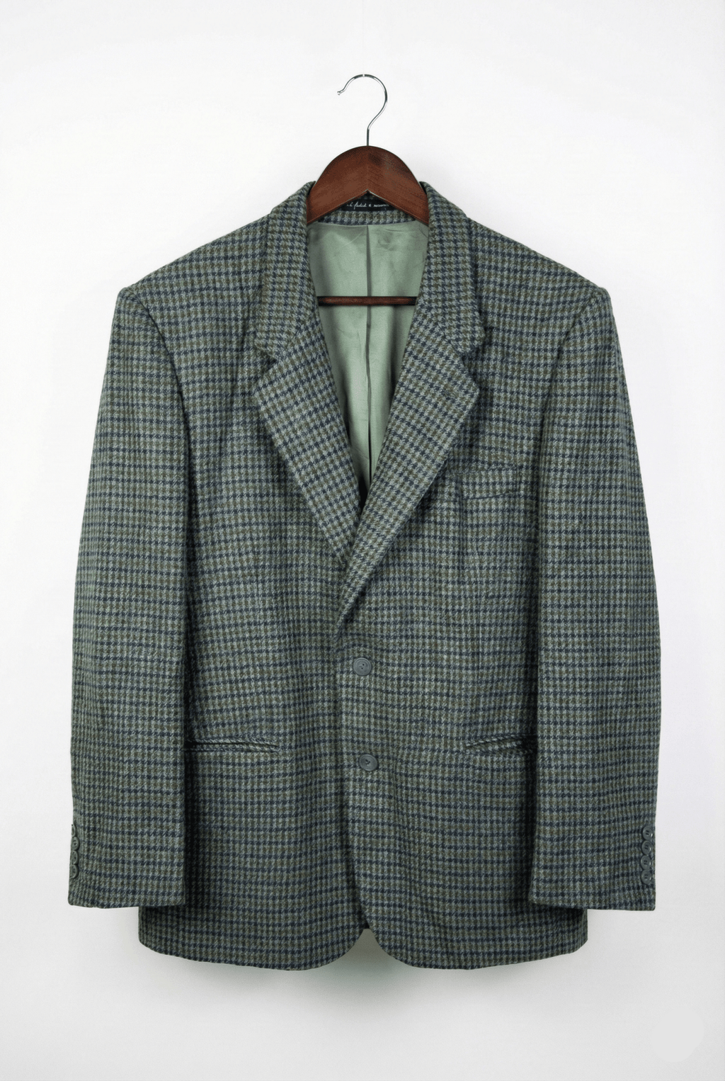 Vintage Adolfo Trabaldo Checkered Wool Blazer - 52 - Funkify