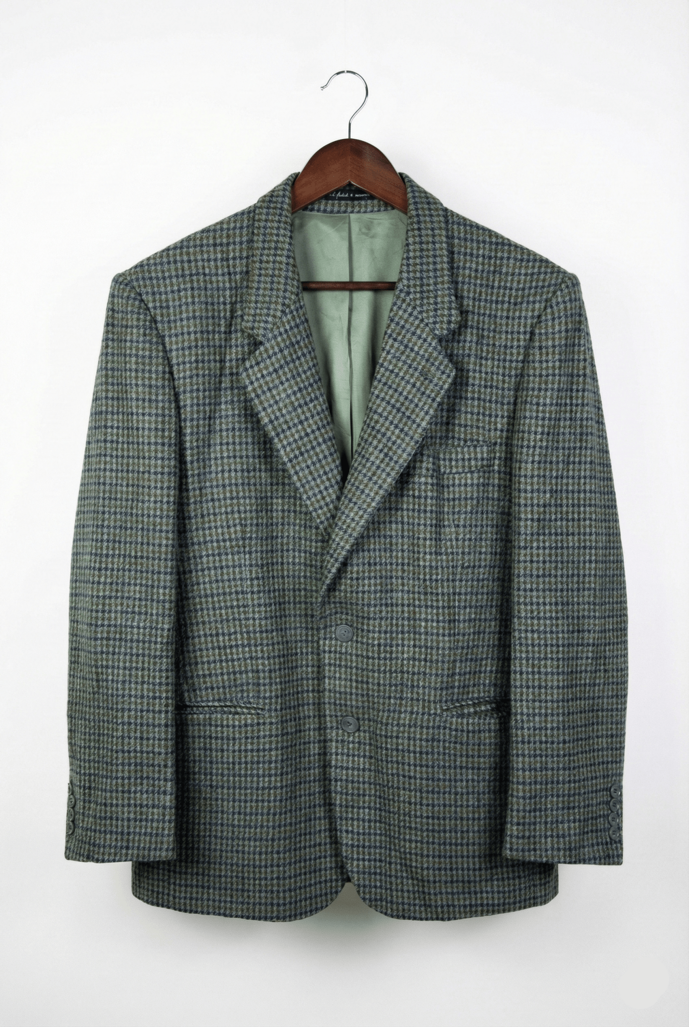 Vintage Adolfo Trabaldo Checkered Wool Blazer - 52 - Funkify