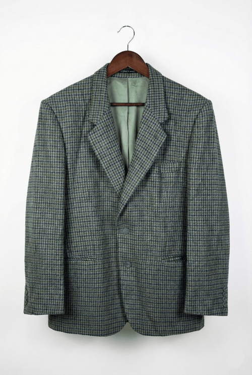 Vintage Adolfo Trabaldo Checkered Wool Blazer - 52 - Funkify