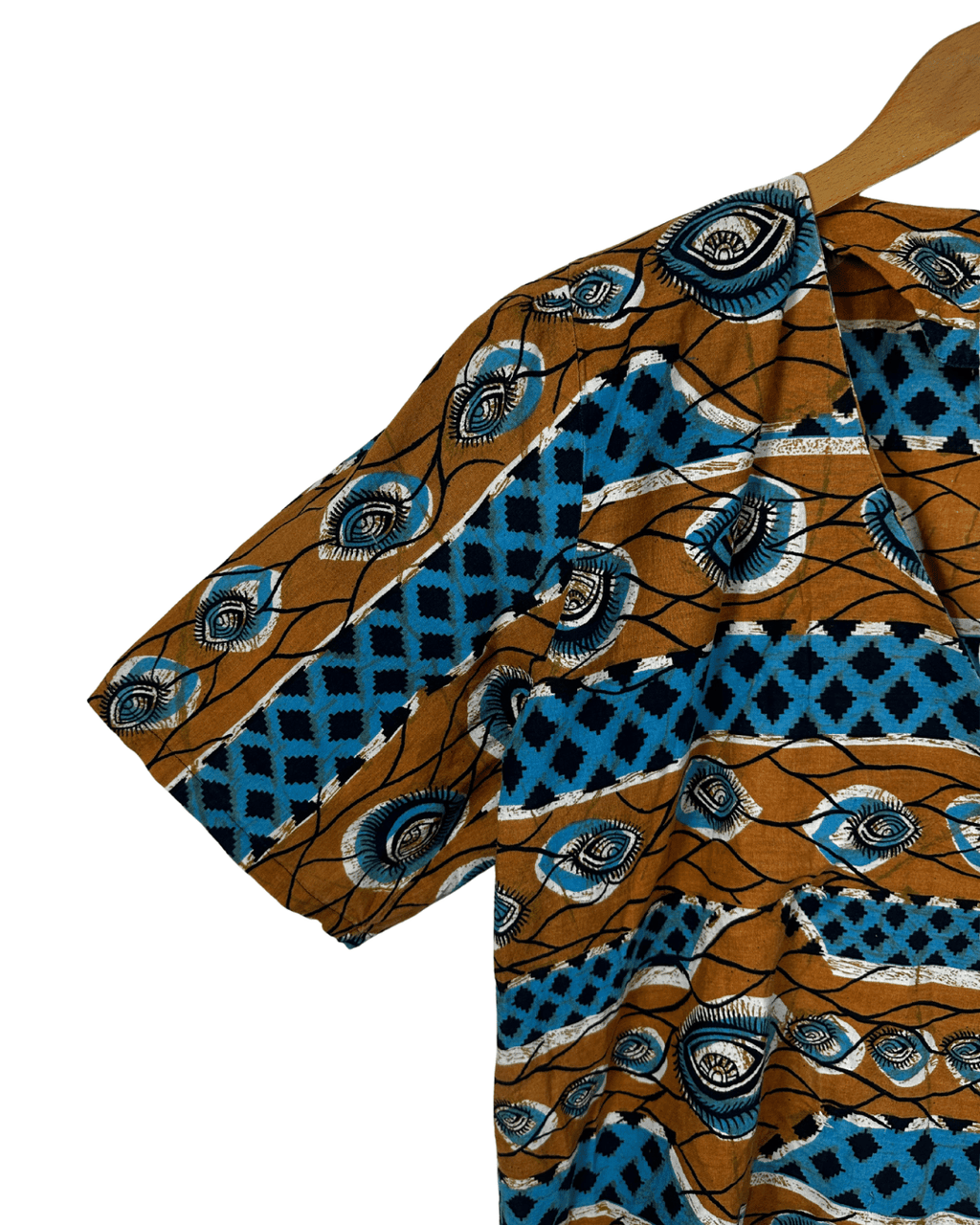 Vintage African Wax Print Blouse w/ Shoulder Pads - Funkify