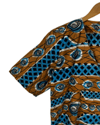 Vintage African Wax Print Blouse w/ Shoulder Pads - Funkify