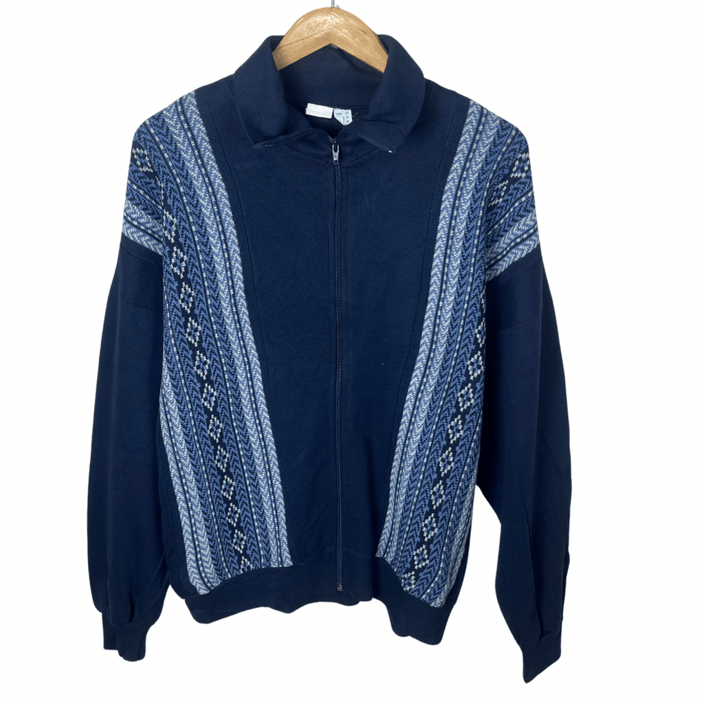 Vintage Argyle Pattern Zip-up Sweatshirt Large - Funkify