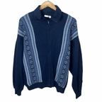 Vintage Argyle Pattern Zip-up Sweatshirt Large - Funkify