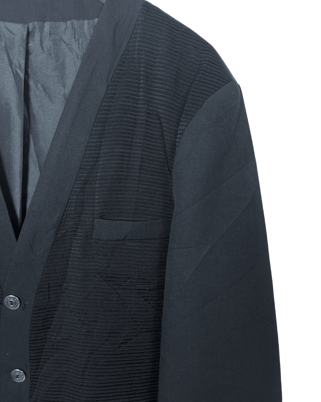 Vintage Babouche Black Ribbed Wool Blend Blazer 52 - Funkify