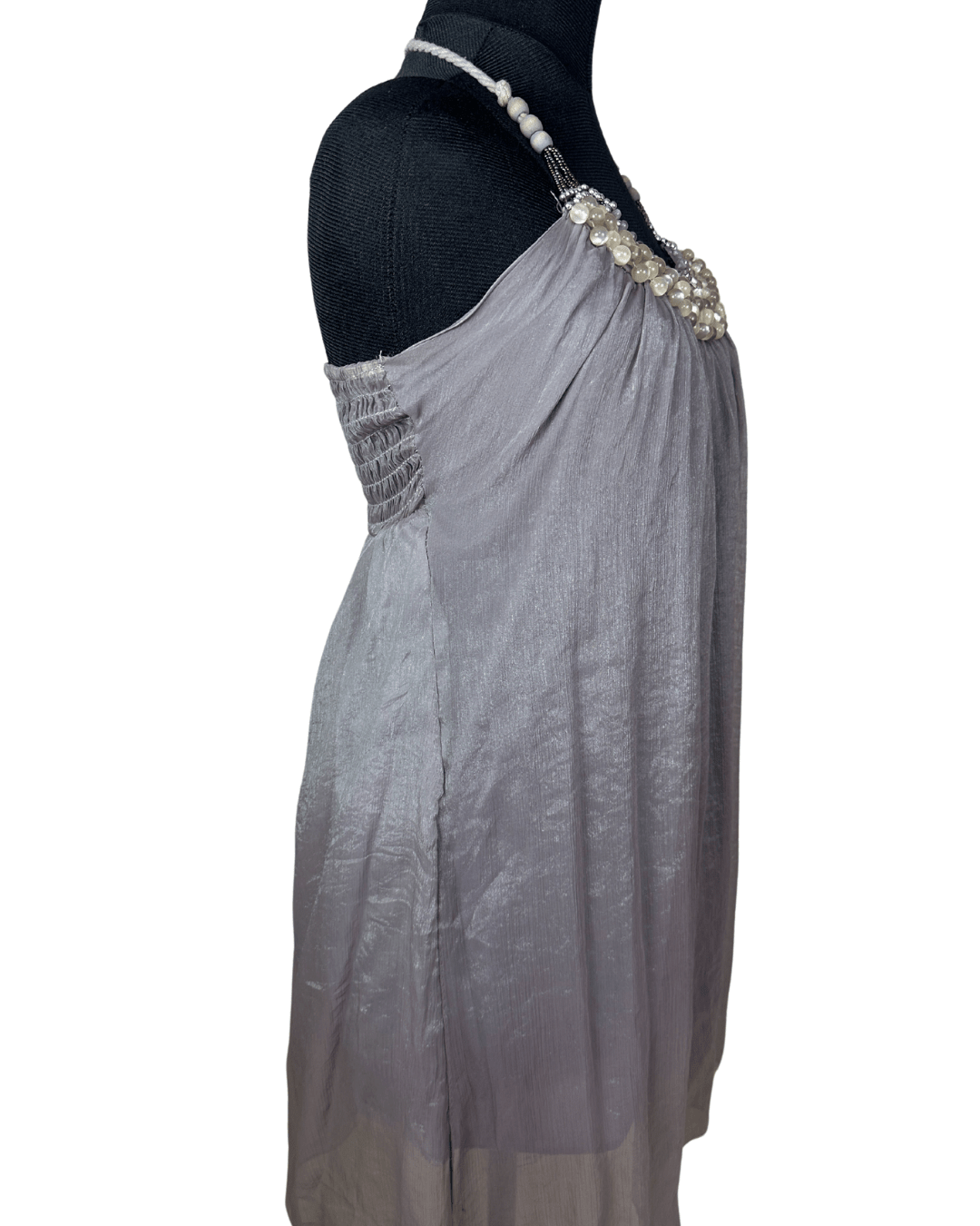 Vintage Beaded Halter Neck Shimmery Dress - Funkify