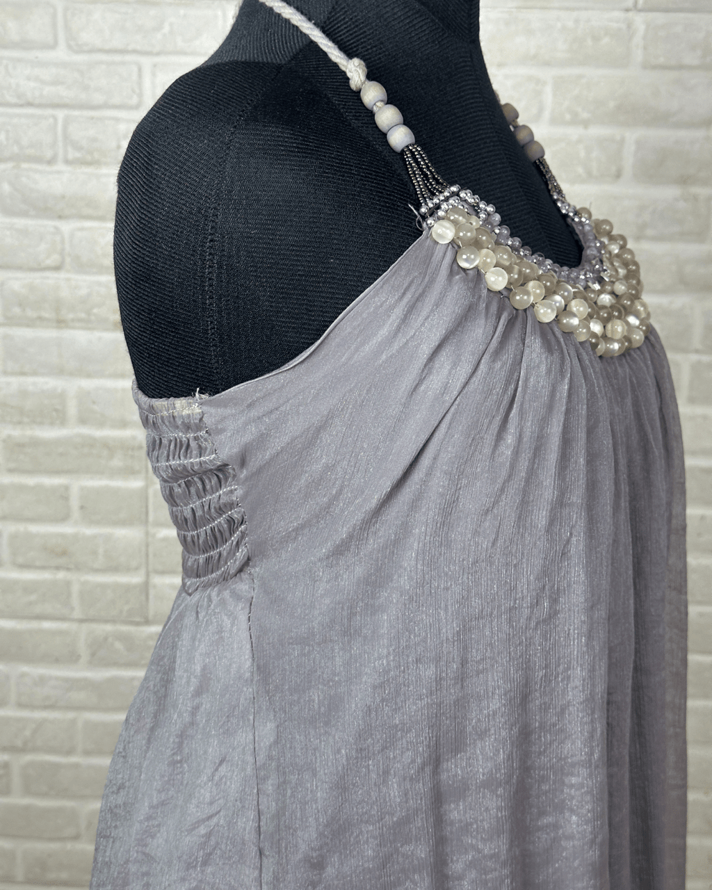 Vintage Beaded Halter Neck Shimmery Dress - Funkify