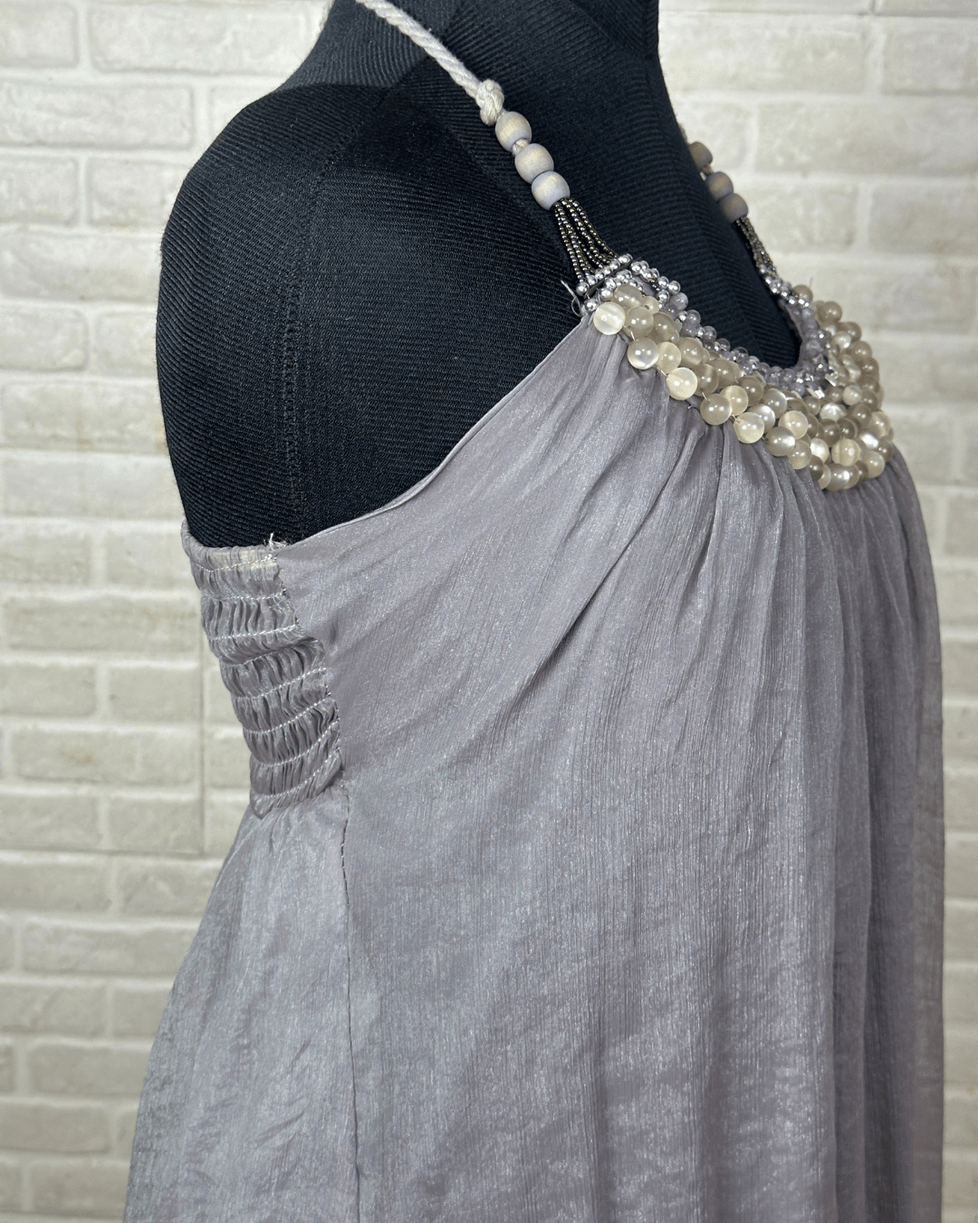 Vintage Beaded Halter Neck Shimmery Dress - Funkify