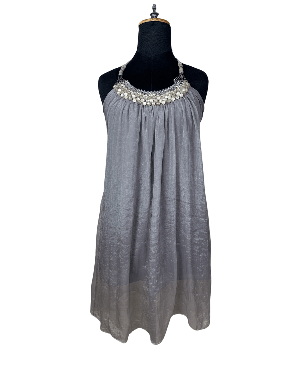 Vintage Beaded Halter Neck Shimmery Dress - Funkify