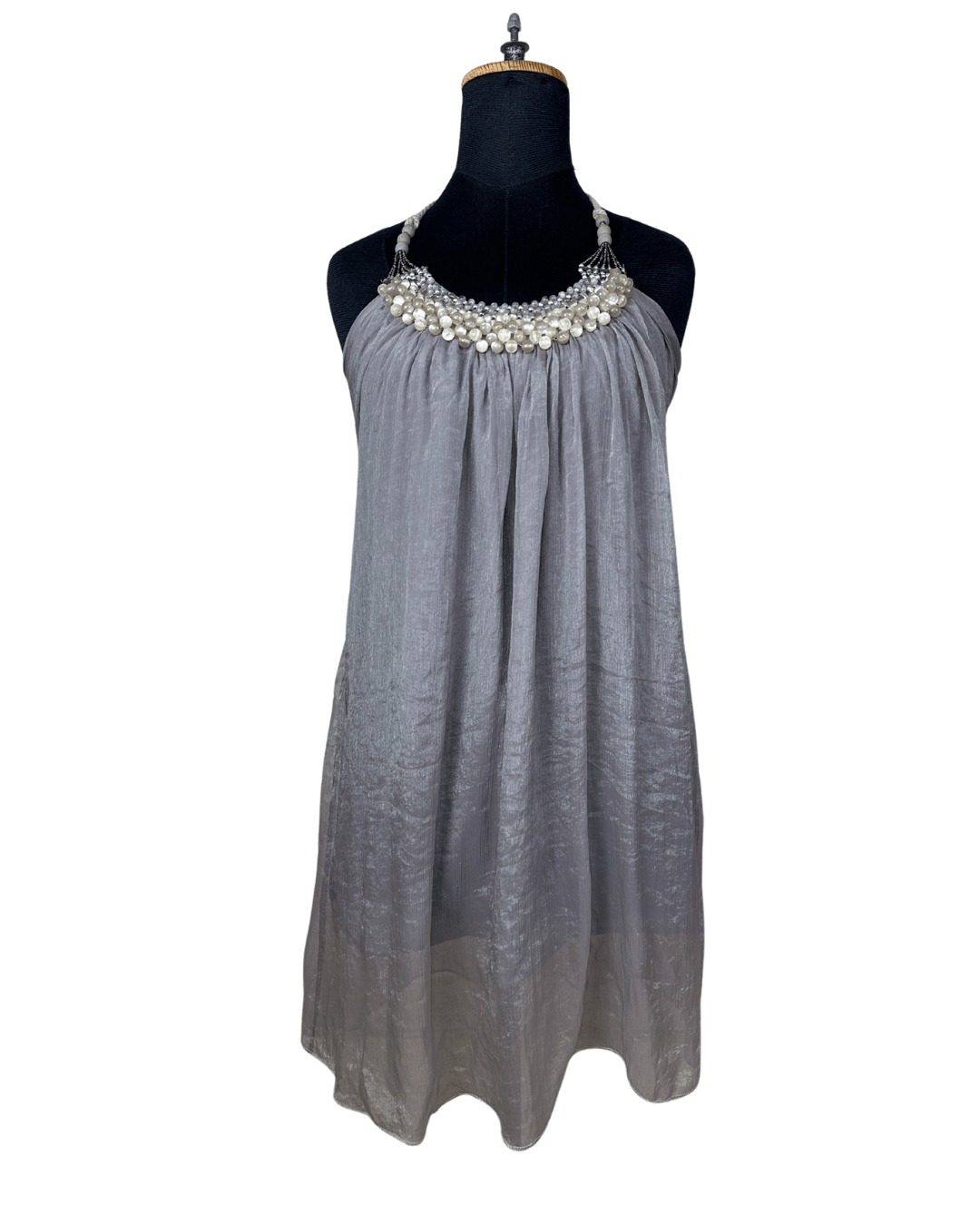 Vintage Beaded Halter Neck Shimmery Dress - Funkify