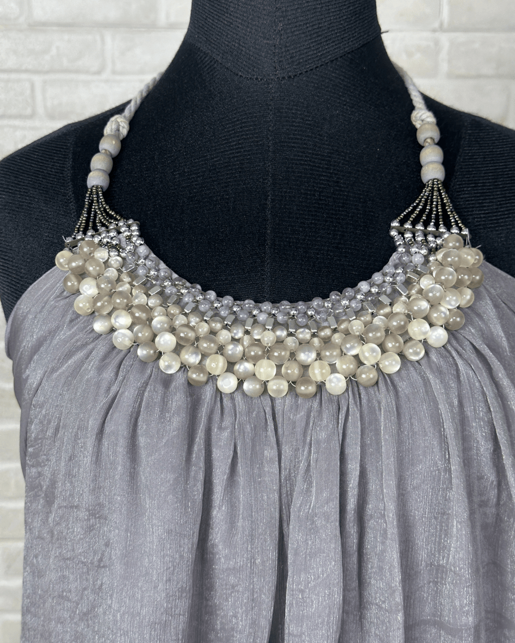 Vintage Beaded Halter Neck Shimmery Dress - Funkify