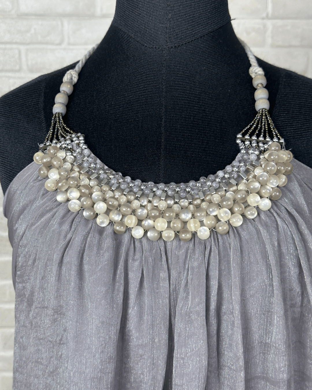 Vintage Beaded Halter Neck Shimmery Dress - Funkify