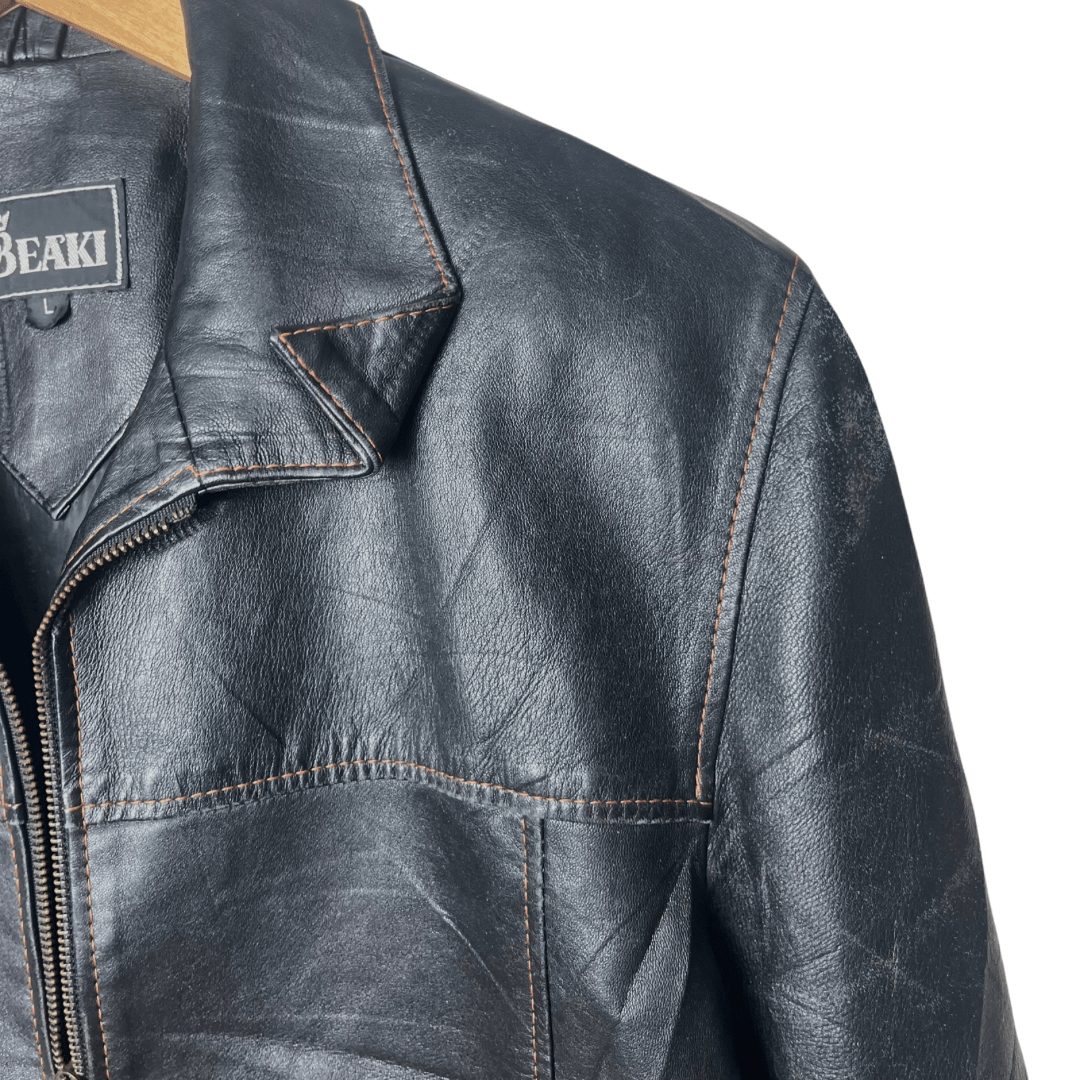 Vintage Beaki Genuine Leather Jacket Small - Funkify