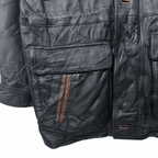 Vintage Black & Brown Genuine Leather Jacket Large - Funkify