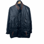 Vintage Black & Brown Genuine Leather Jacket Large - Funkify