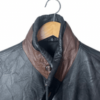 Vintage Black & Brown Genuine Leather Jacket Large - Funkify