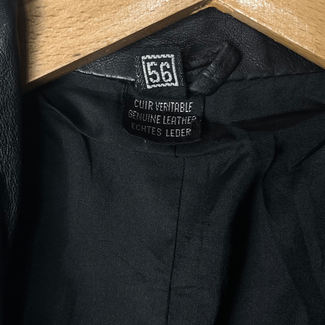 Vintage Black Genuine Leather Jacket XL - Funkify