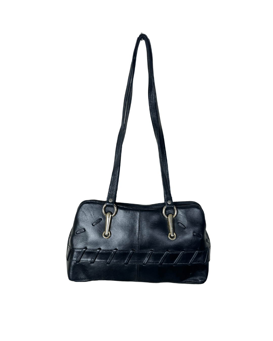 Vintage Black Genuine Leather Shoulder Bag - Funkify