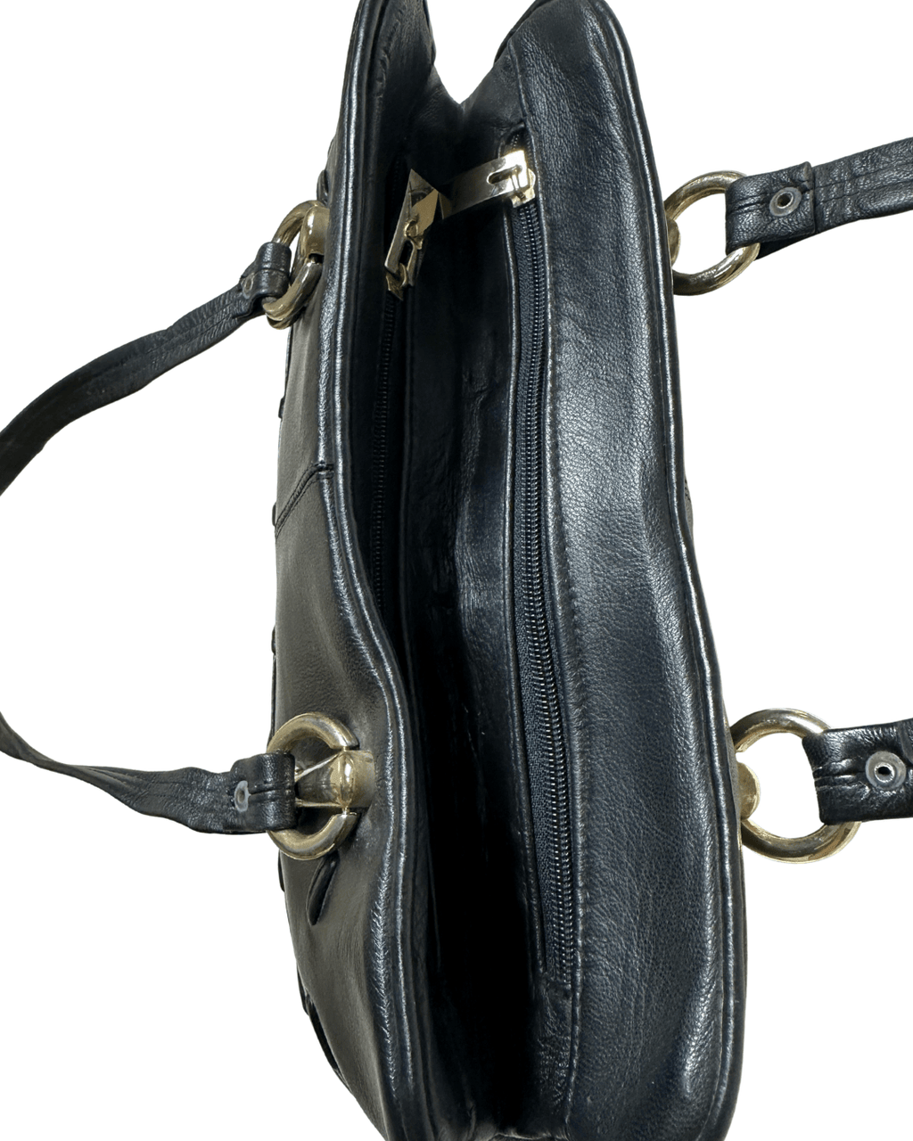 Vintage Black Genuine Leather Shoulder Bag - Funkify