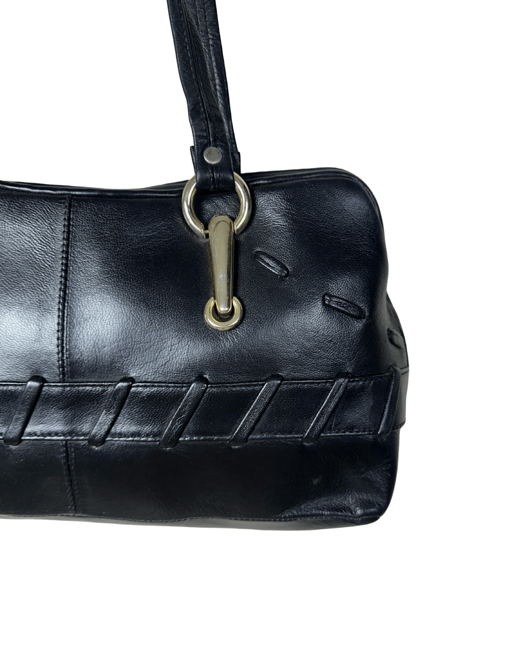 Vintage Black Genuine Leather Shoulder Bag - Funkify