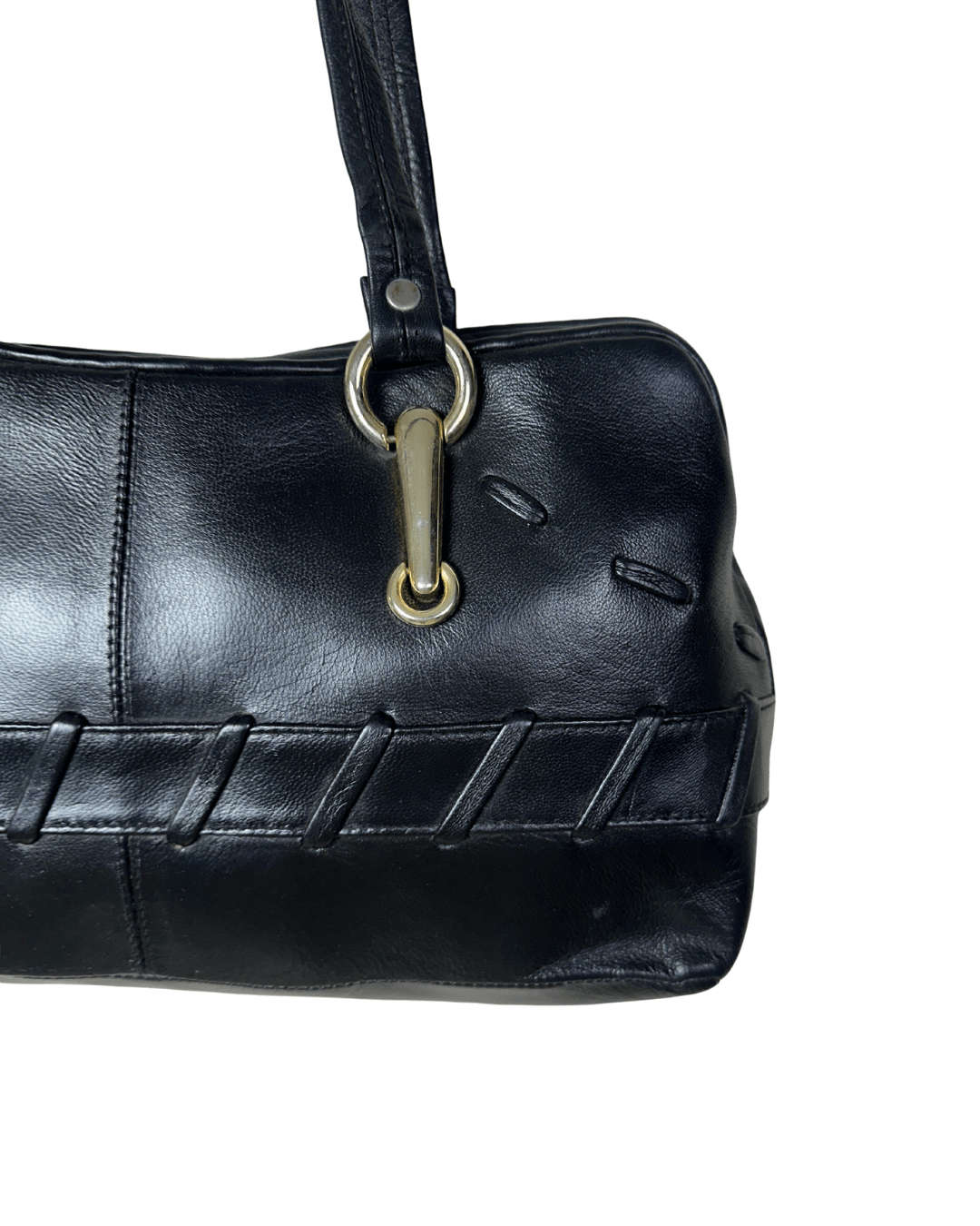 Vintage Black Genuine Leather Shoulder Bag - Funkify