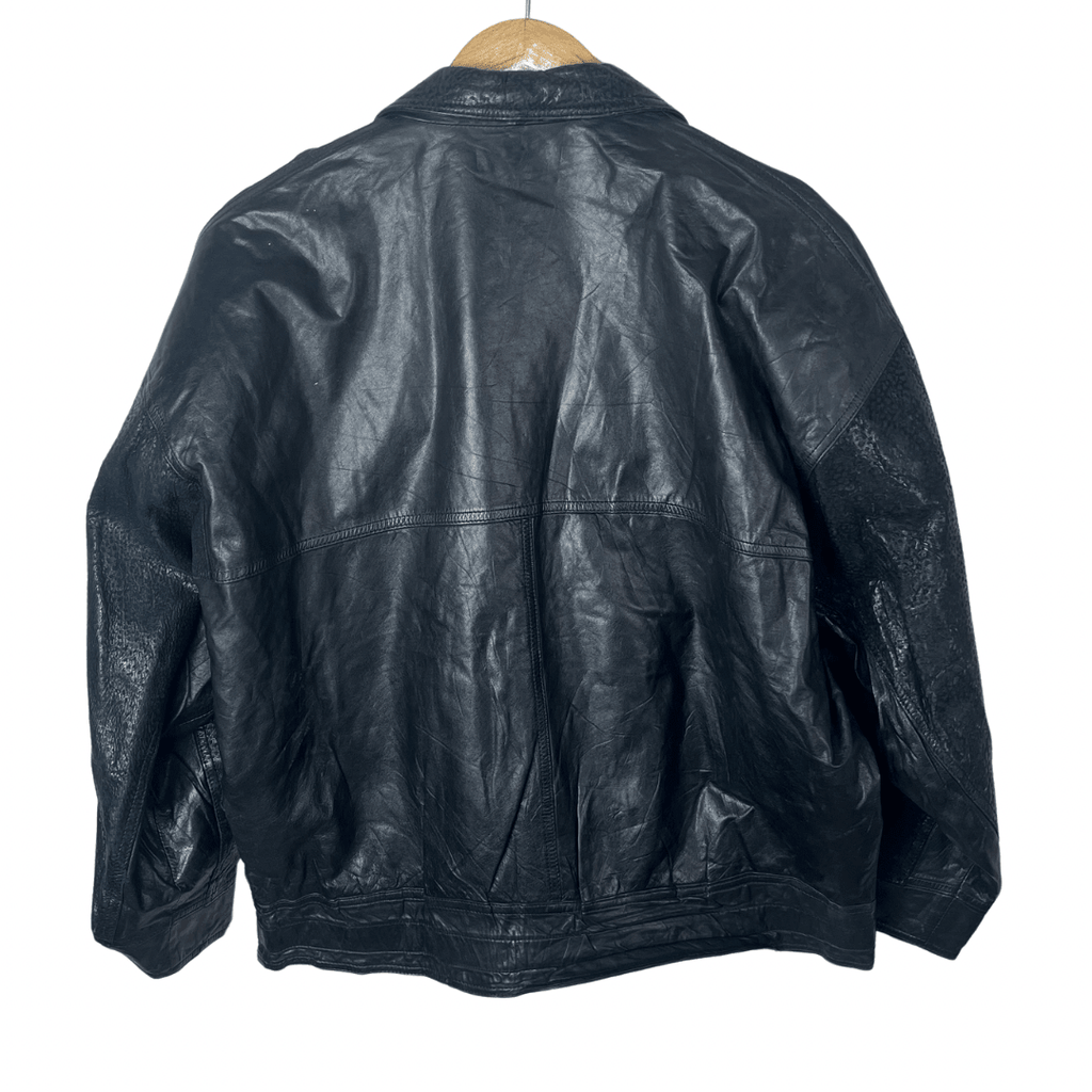 Vintage Black Genuine Leather Women's Jacket XL - Funkify