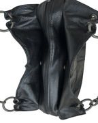 Vintage Black Leather Snake - Embossed Shoulder Bag - Funkify