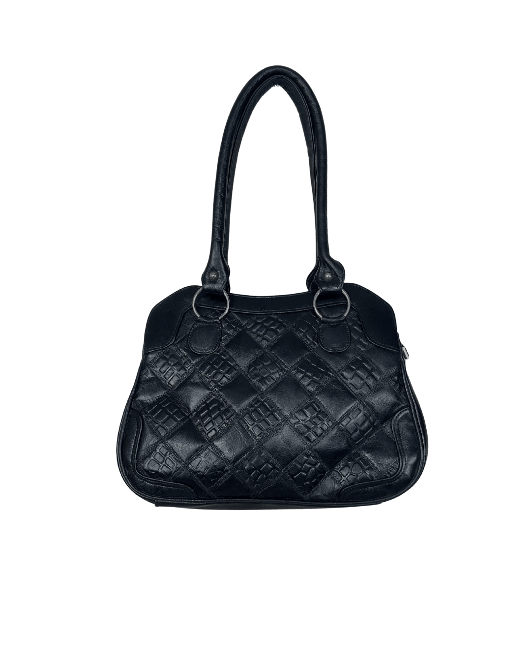 Vintage Black Quilted Genuine Leather Shoulder Bag - Funkify