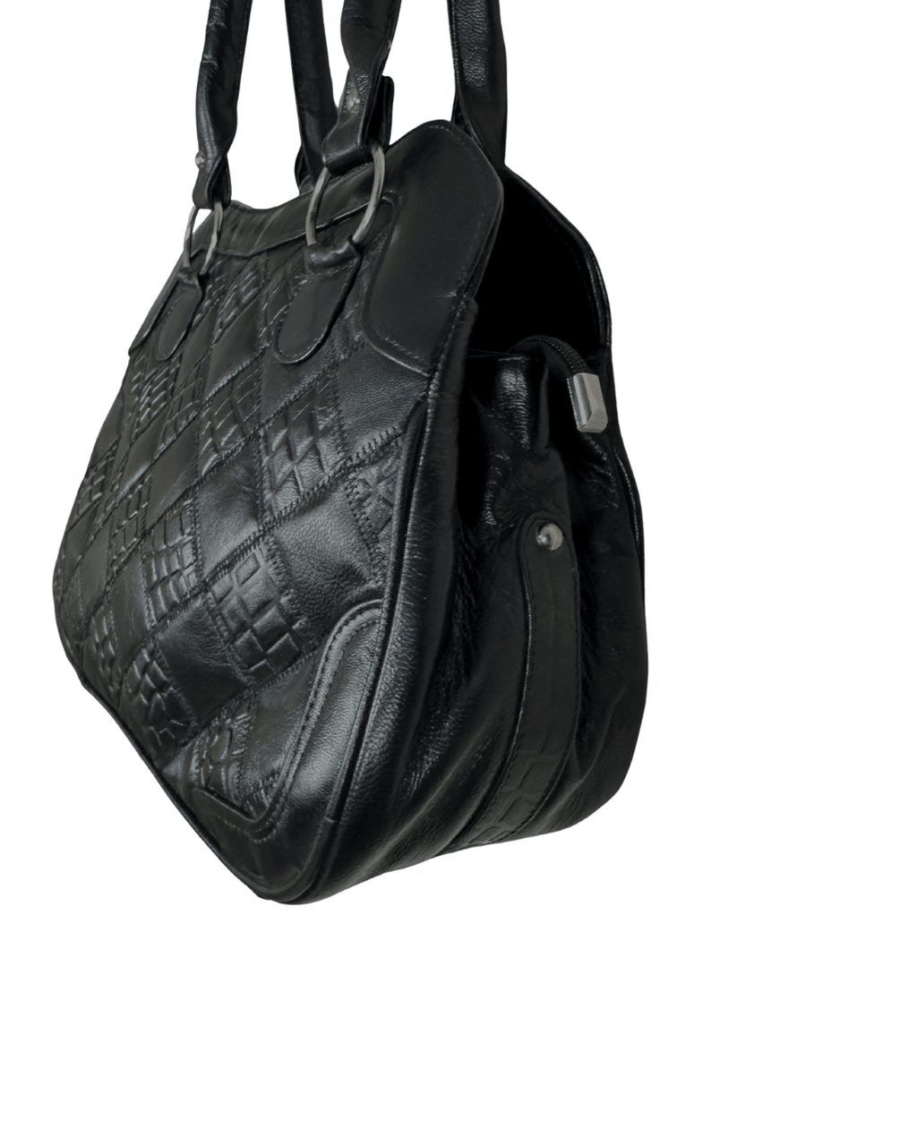 Vintage Black Quilted Genuine Leather Shoulder Bag - Funkify