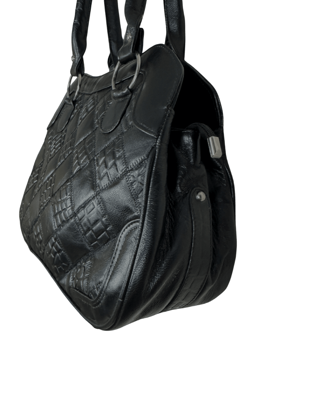 Vintage Black Quilted Genuine Leather Shoulder Bag - Funkify