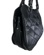 Vintage Black Quilted Genuine Leather Shoulder Bag - Funkify