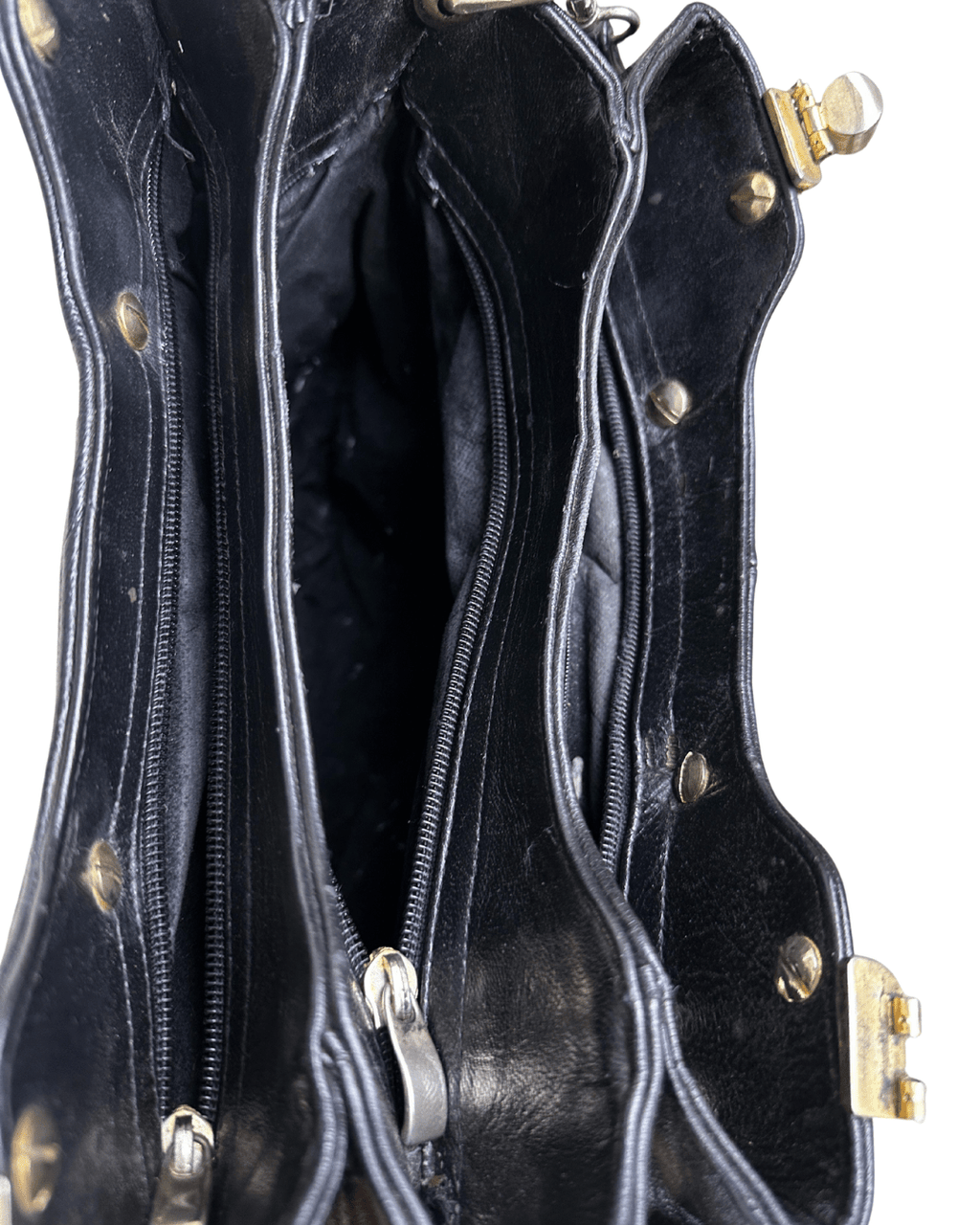 Vintage Black Quilted Leather Satchel with Gold Accents - Funkify