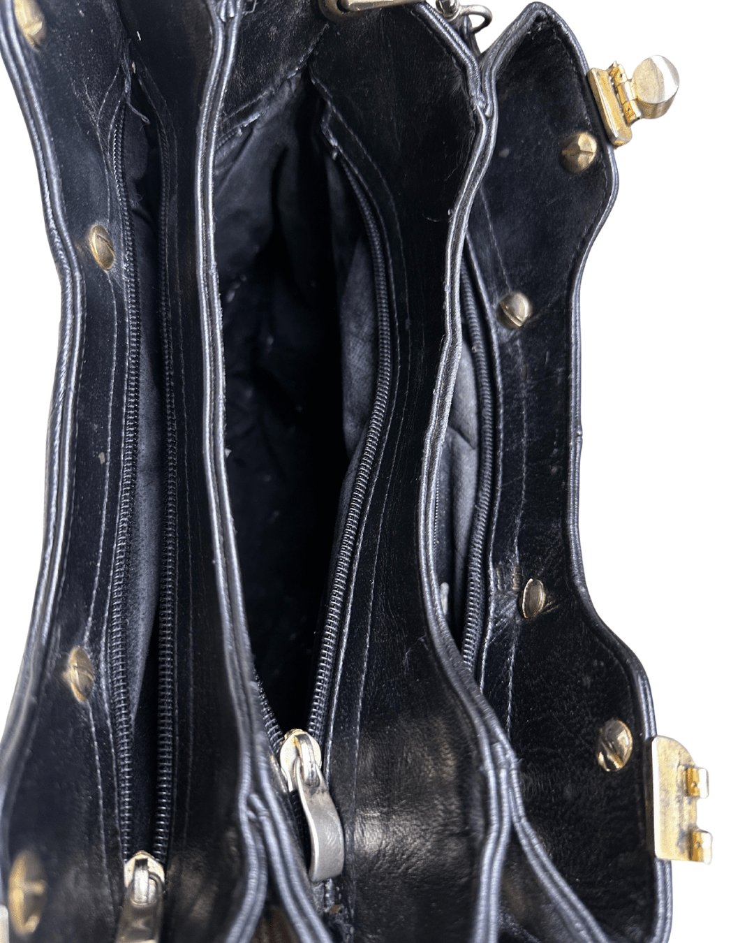Vintage Black Quilted Leather Satchel with Gold Accents - Funkify