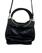 Vintage Black Quilted Leather Satchel with Gold Accents - Funkify