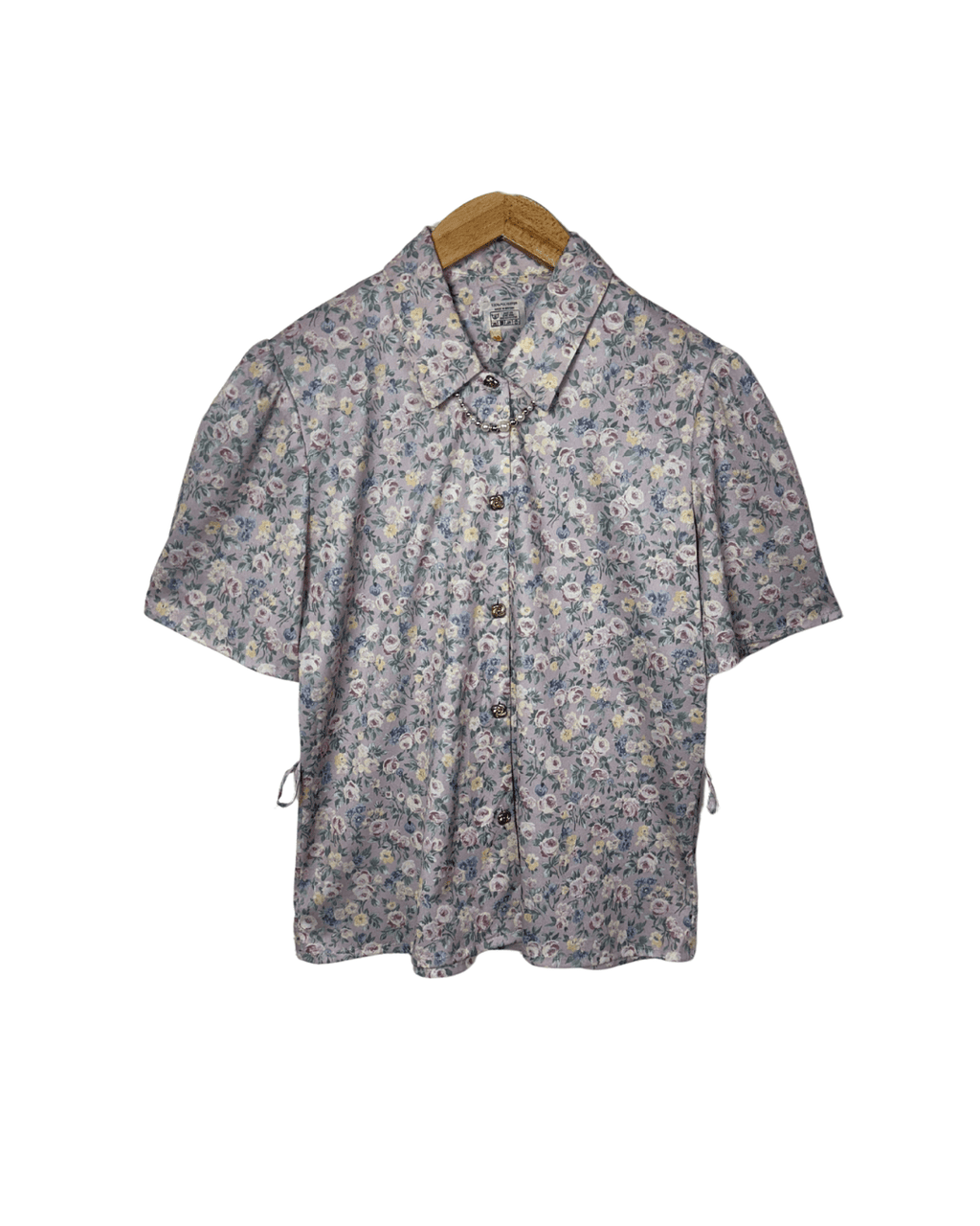 Vintage Blouse with Faux Pearl Collar Detail - Funkify