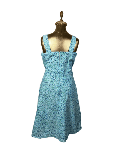 Vintage Blue Floral Midi Dress - Fits Like Medium/Large - Funkify