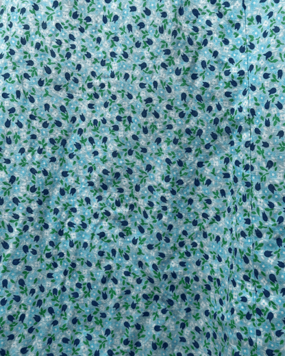 Vintage Blue Floral Midi Dress - Fits Like Medium/Large - Funkify