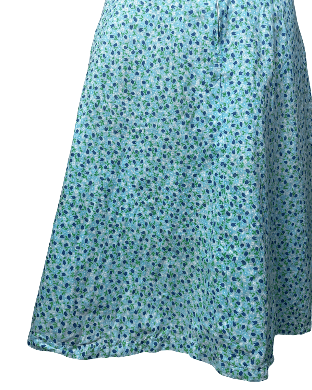 Vintage Blue Floral Midi Dress - Fits Like Medium/Large - Funkify