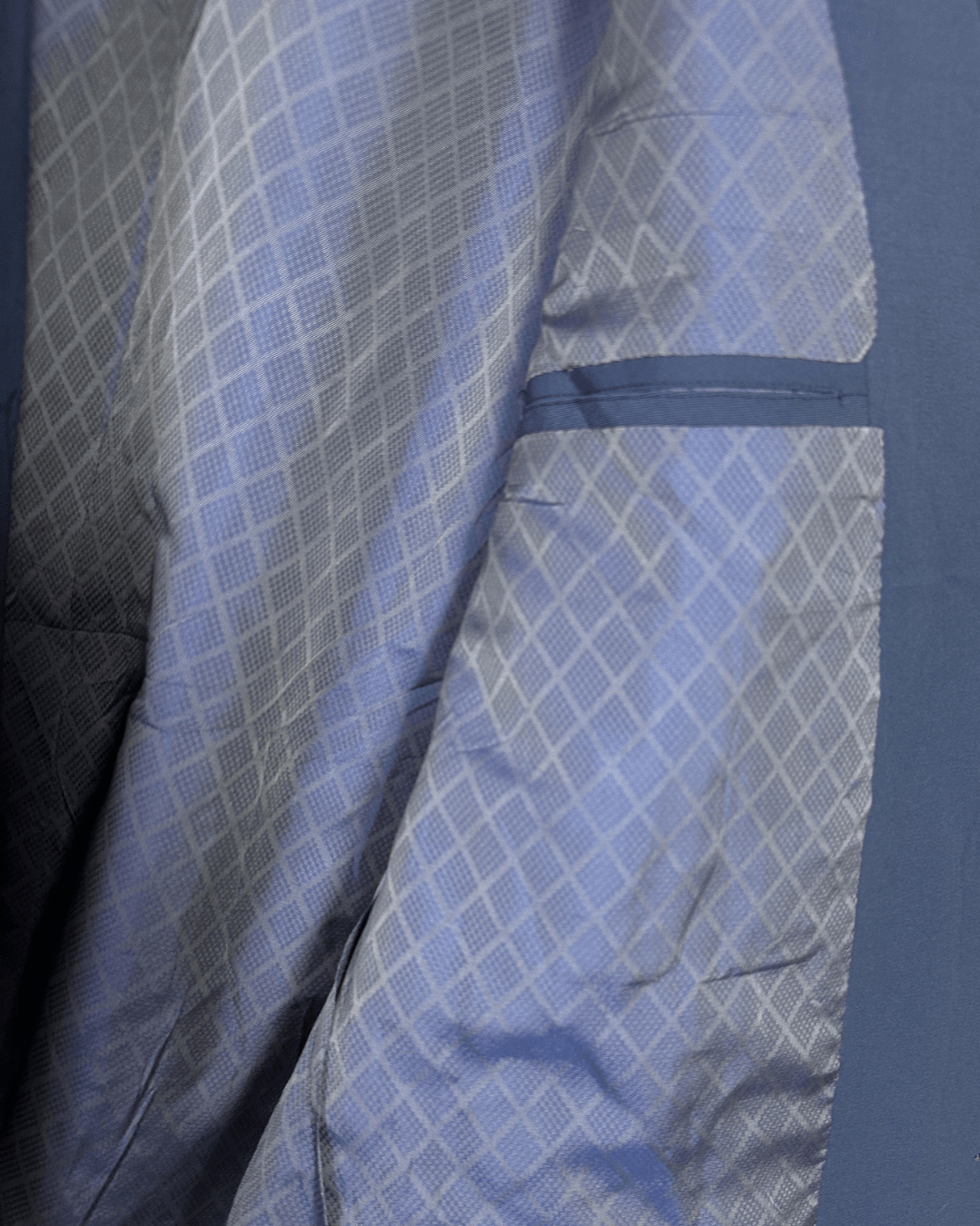 Vintage Blue Full Suit with Patterned Lining - Funkify