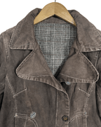 Vintage Brown Denim Jacket with Plaid Lining - Women's Large - Funkify