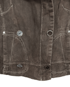 Vintage Brown Denim Jacket with Plaid Lining - Women's Large - Funkify