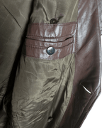Vintage Brown Double Breasted Genuine Leather Trench Coat - Large - Funkify