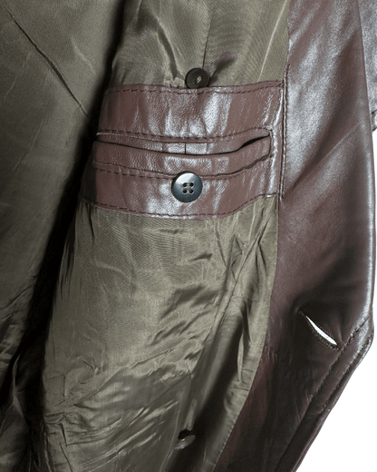 Vintage Brown Double Breasted Genuine Leather Trench Coat - Large - Funkify