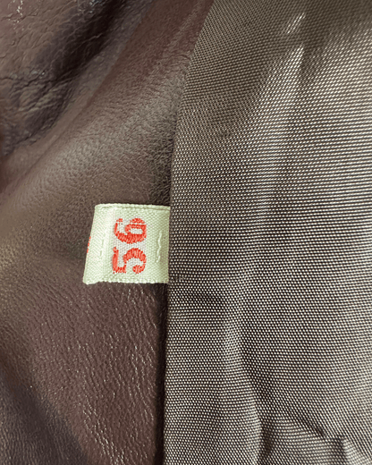 Vintage Brown Double Breasted Genuine Leather Trench Coat - Large - Funkify