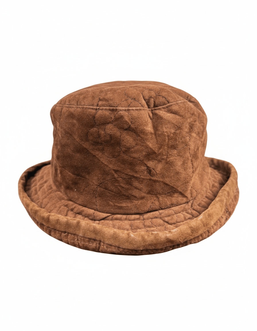 Vintage Brown Floral - Stitch Quilted Bucket Hat - Funkify