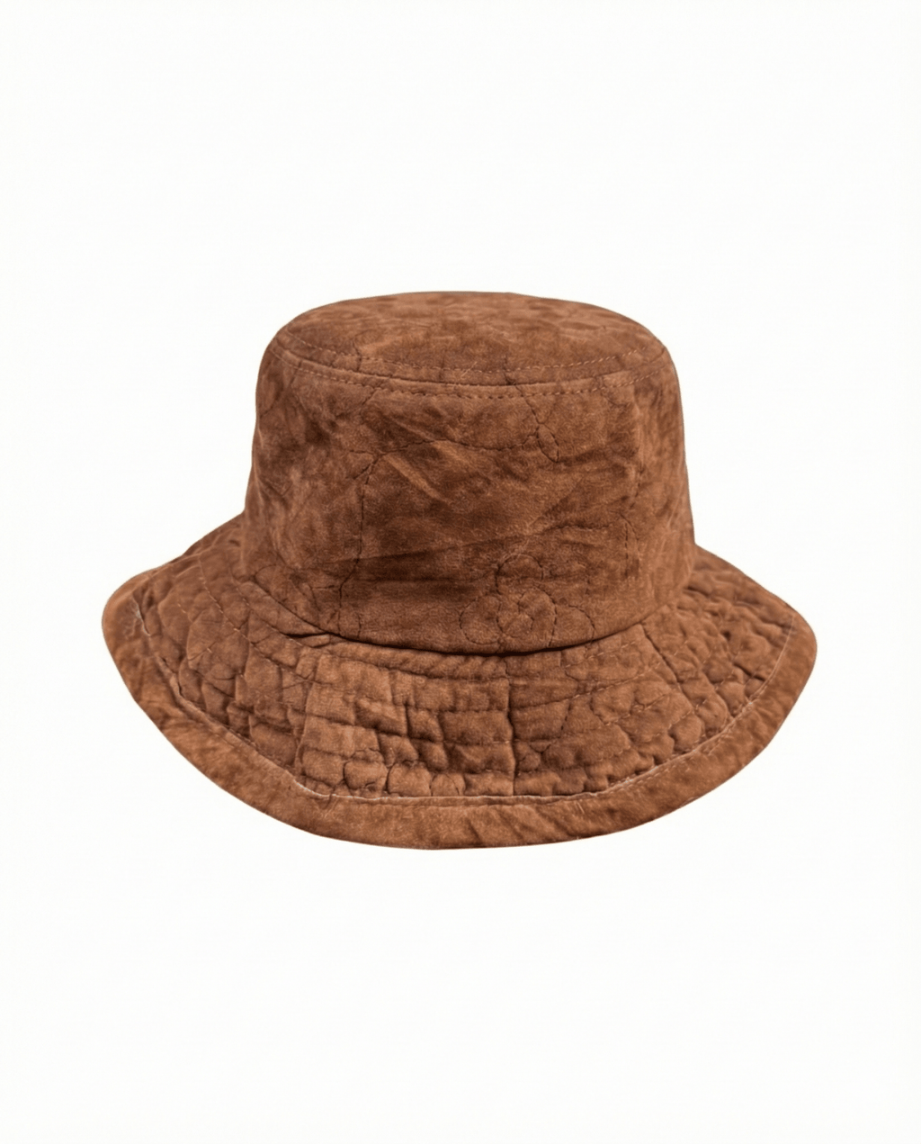 Vintage Brown Floral - Stitch Quilted Bucket Hat - Funkify